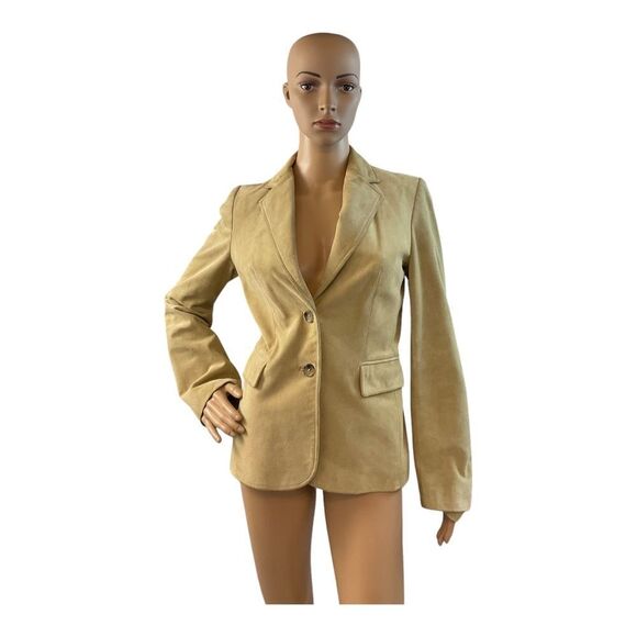 Banana Republic Jackets & Blazers - Banana Republic Women's Beige Tan Suede Leather Blazer Jacket Size 4